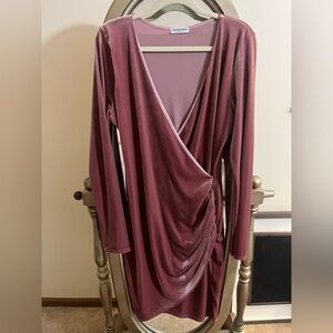 Fashion Nova Mauve Velvet Wrap Dress